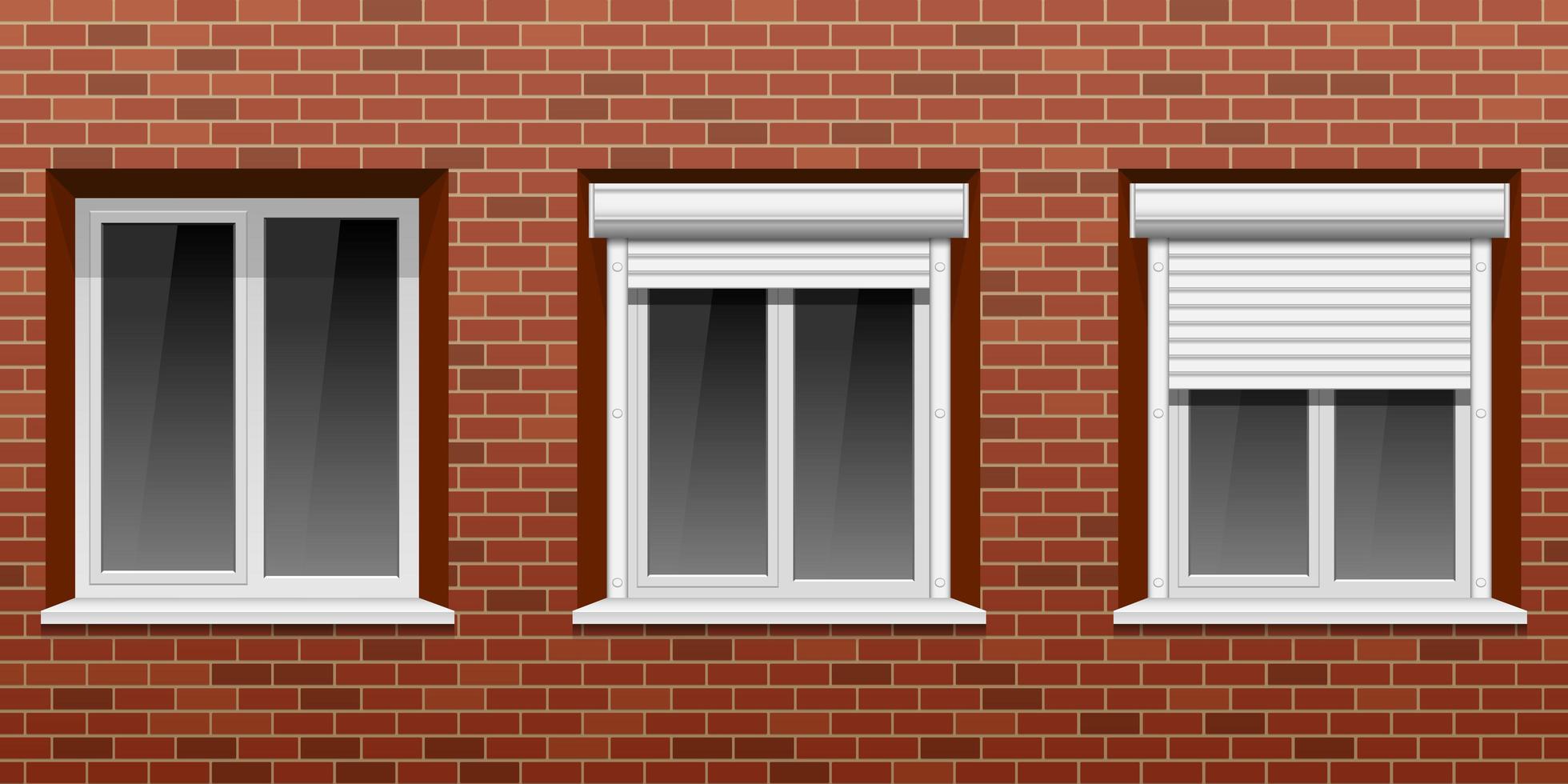 Windows on brick wall  vector