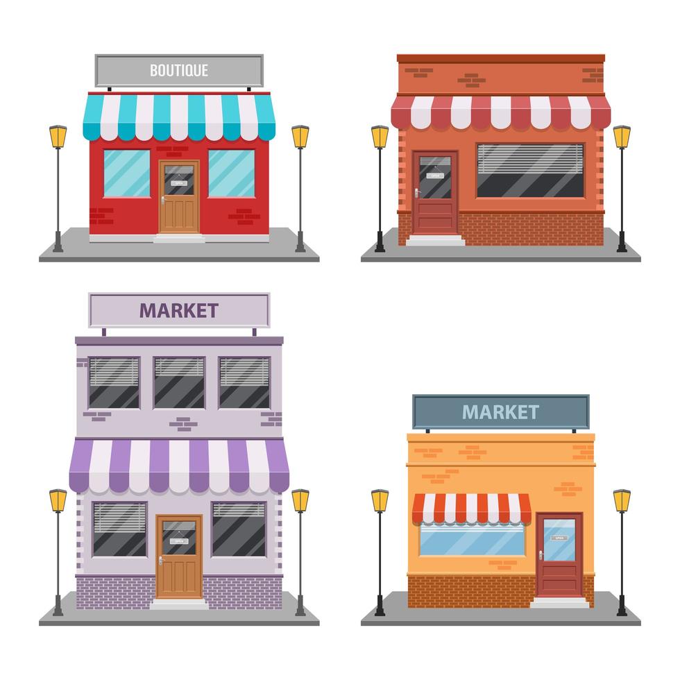 Storefront set isolated on white background vector