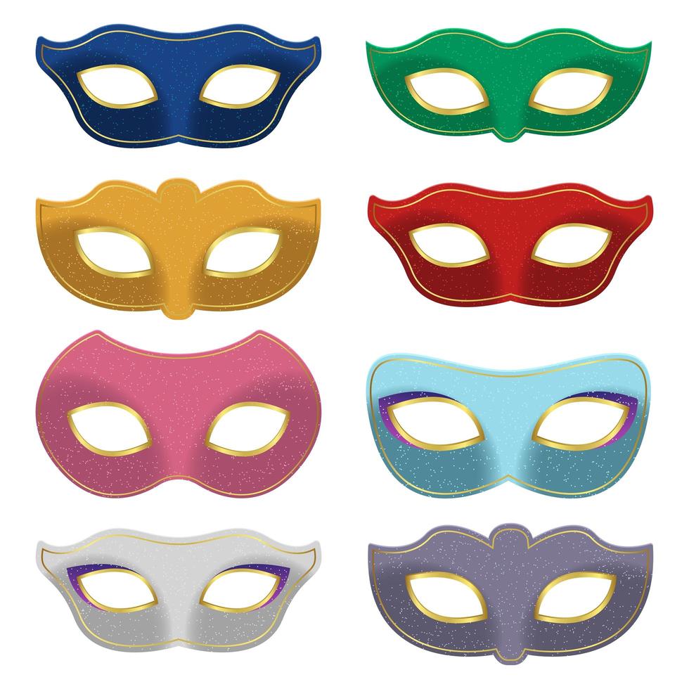 Carnival mask set isolated on white background vector