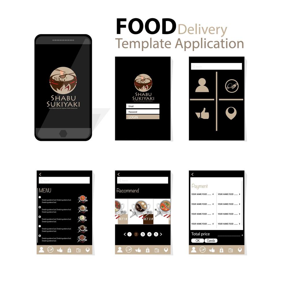Mobile japanese food delivery app vector