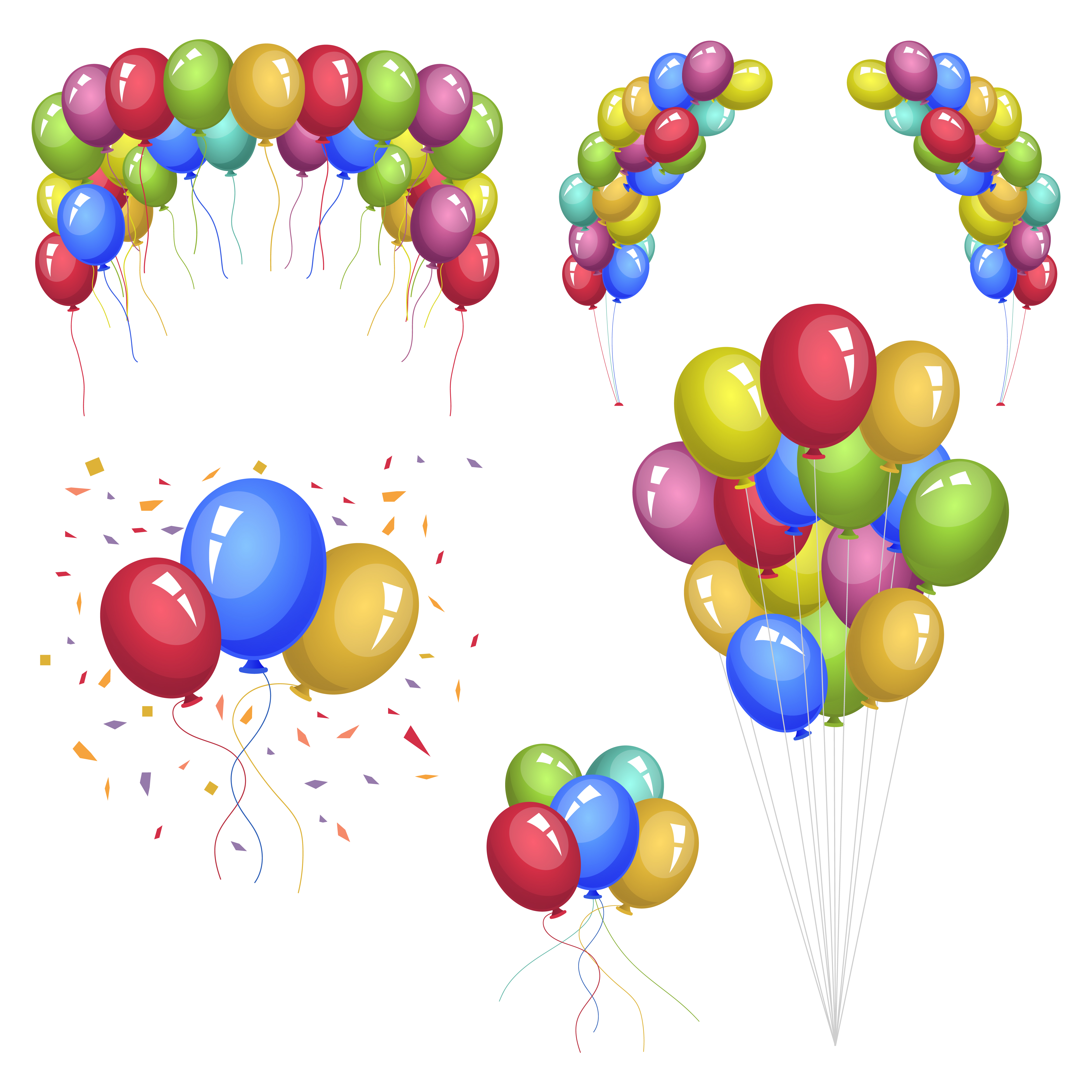 farbige Luftballons lokalisiert auf weißem Hintergrund Download