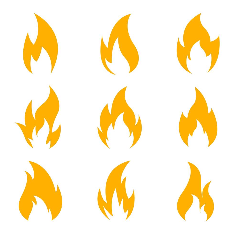 Fire icon set isolated on white background vector