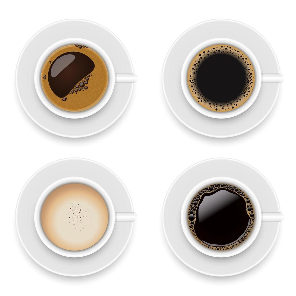 Cups of coffee vector isolated on white background