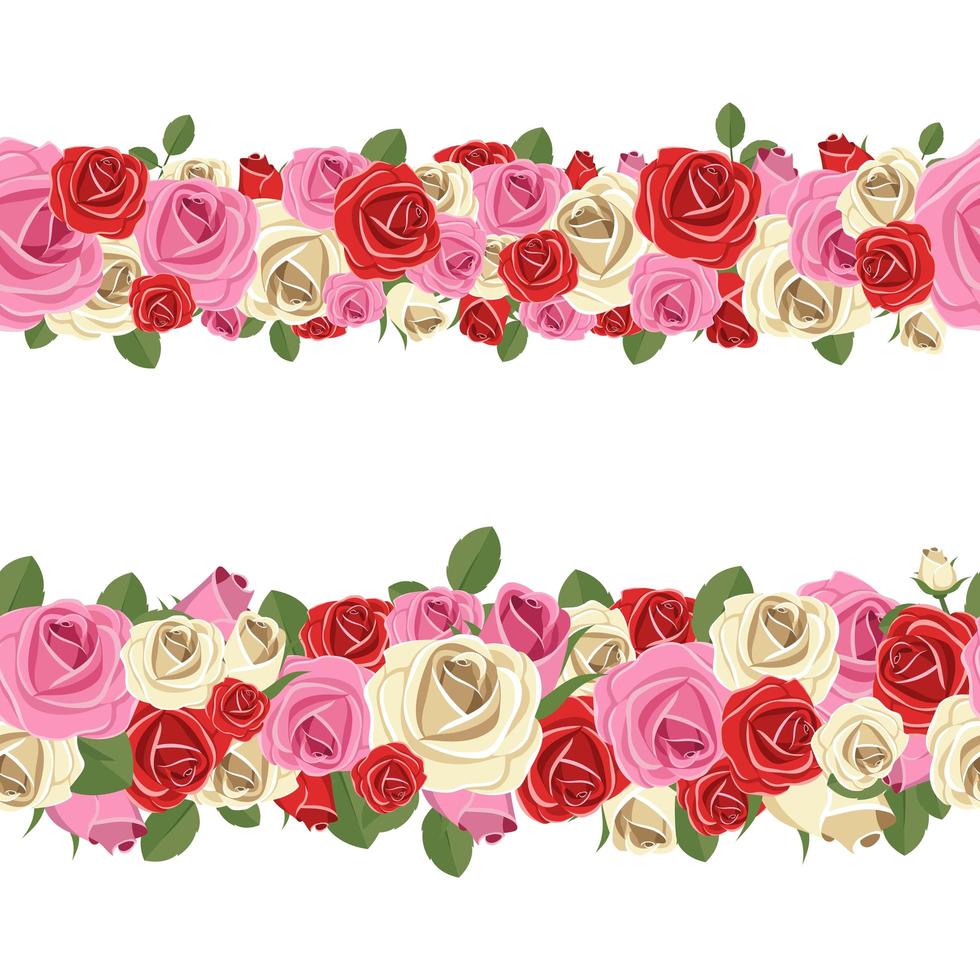 Seamless flower garland isolated on white background vector