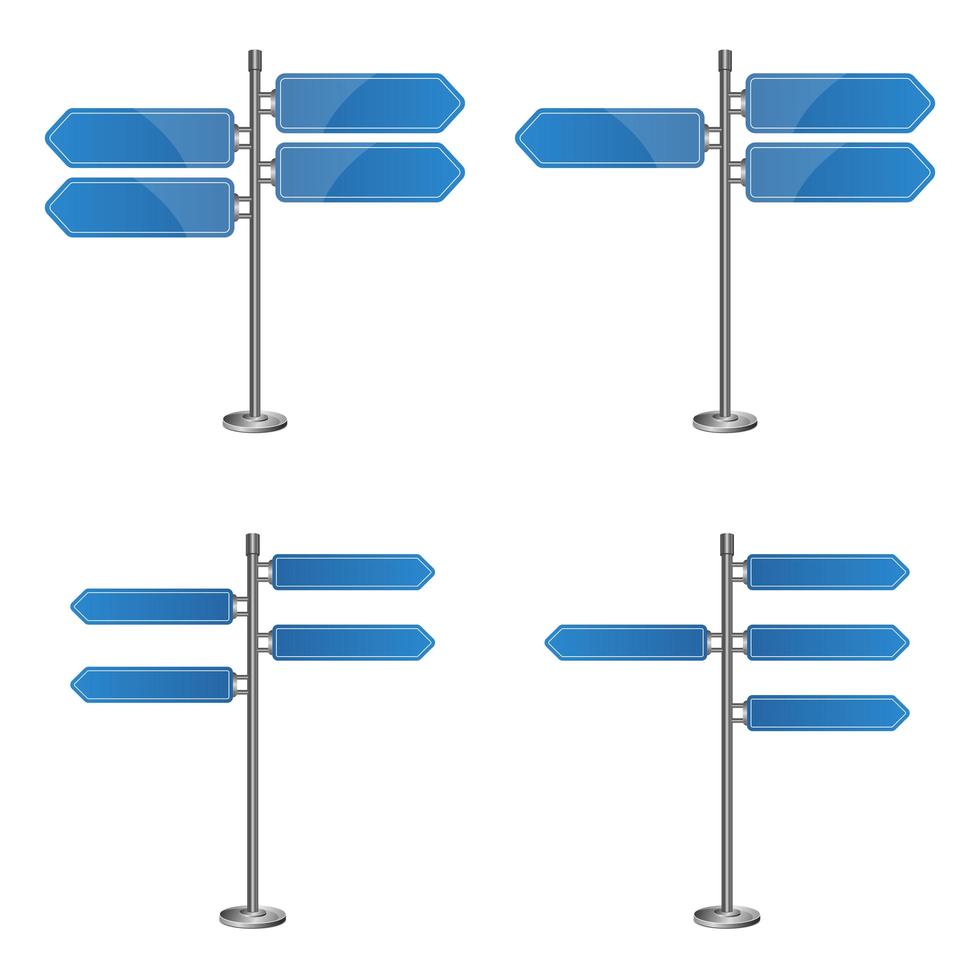 Dirección carretera signo conjunto aislado sobre fondo blanco. vector