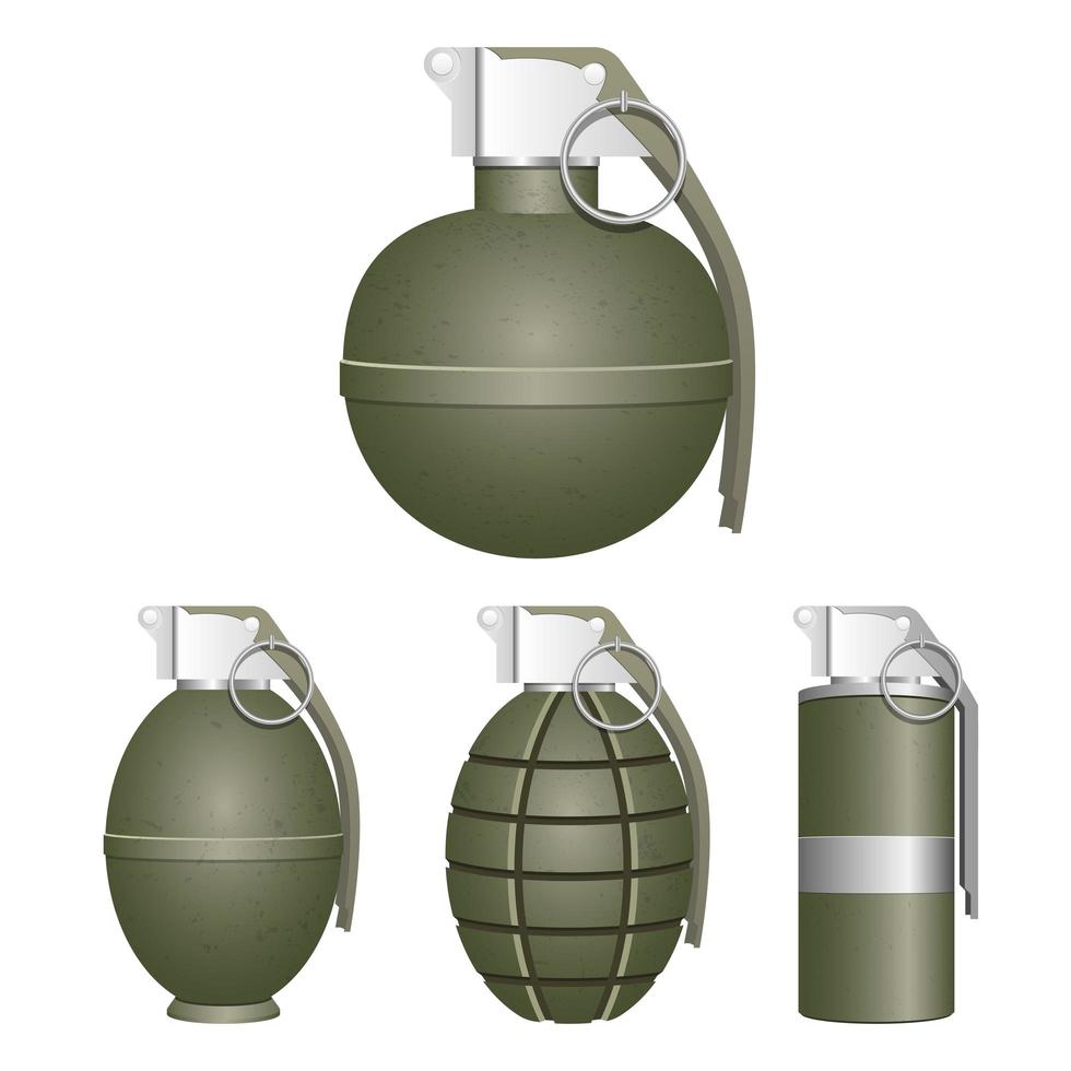 Realistic grenade isolated on white background vector