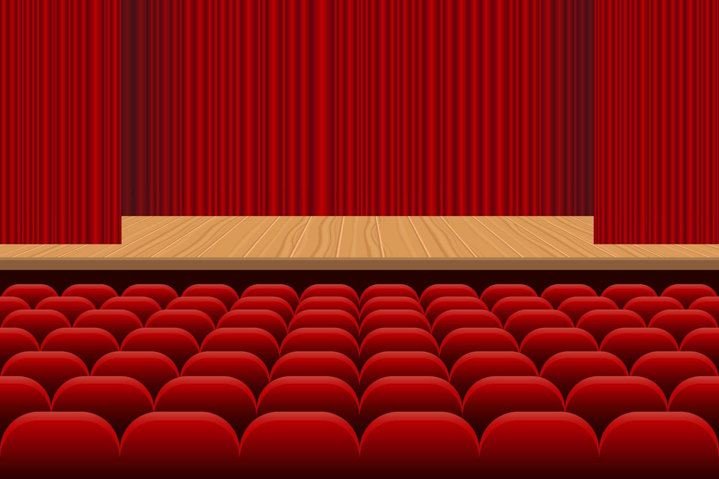 Theatre hall with rows of red seats  vector