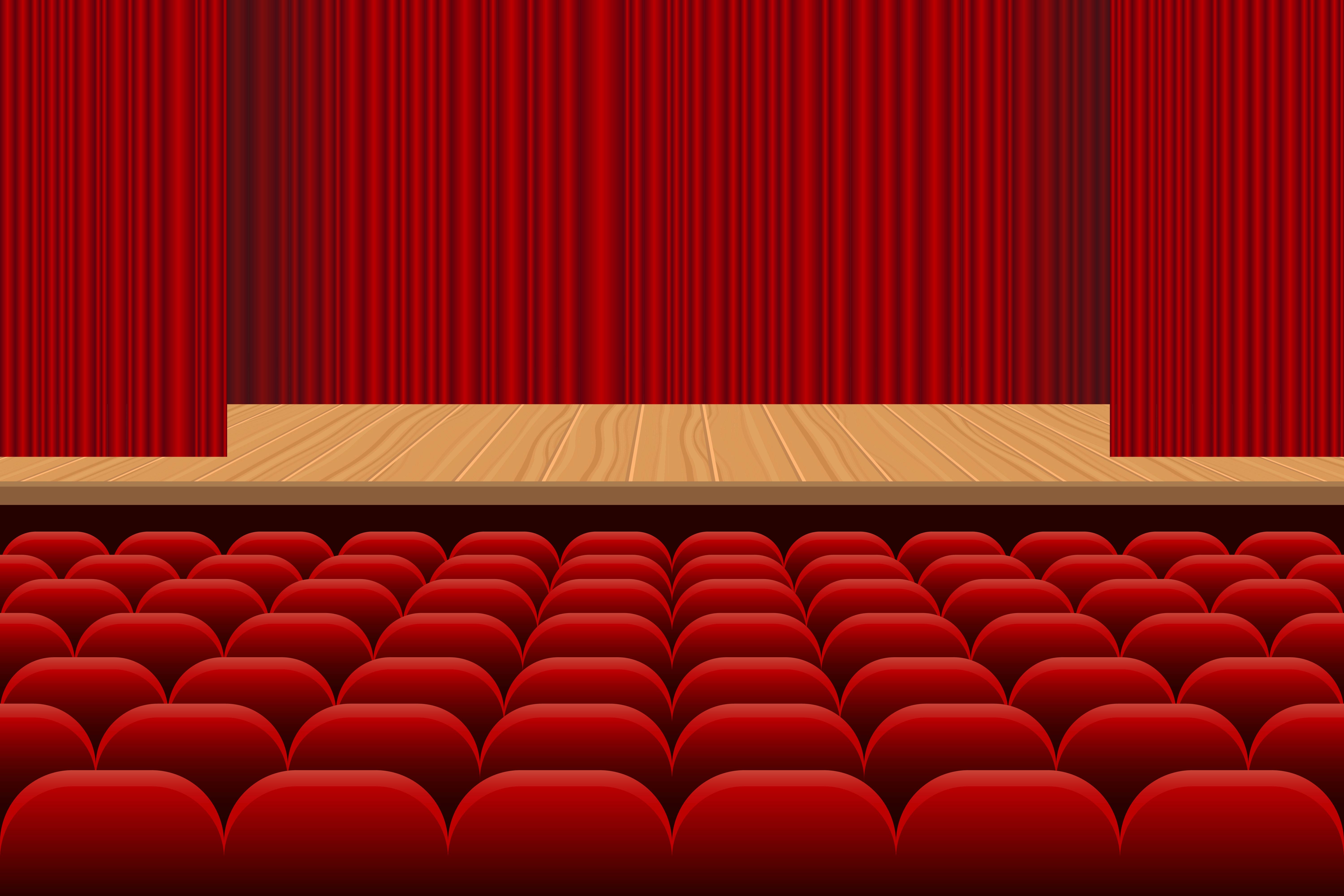 Theatre hall with rows of red seats - Download Free Vectors, Clipart