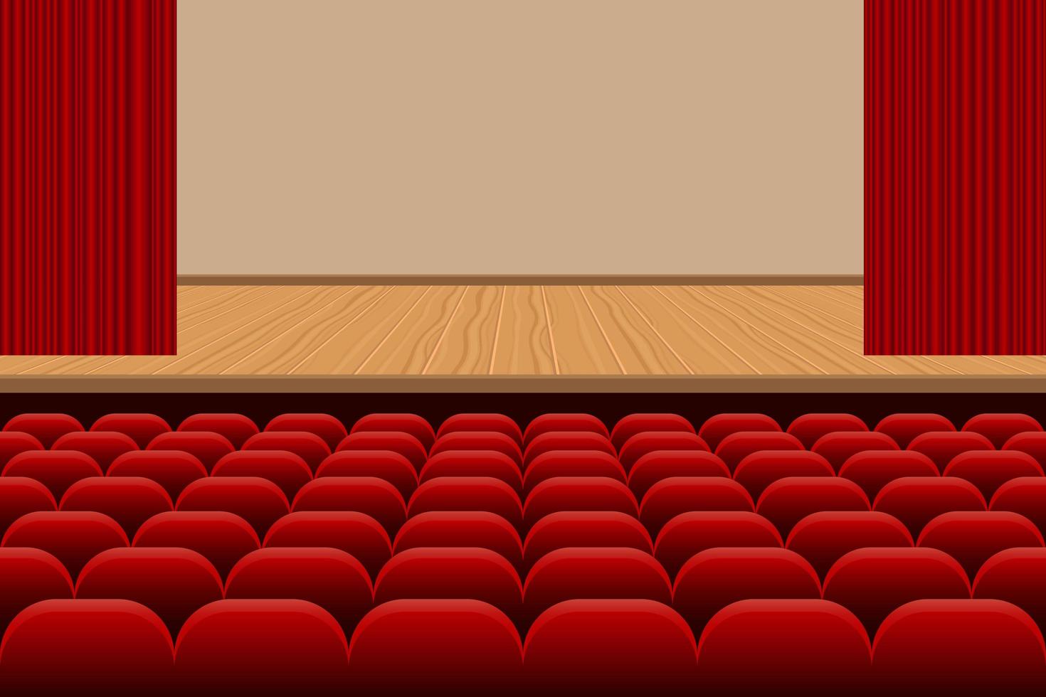 sala de teatro con filas de asientos y escenario vector