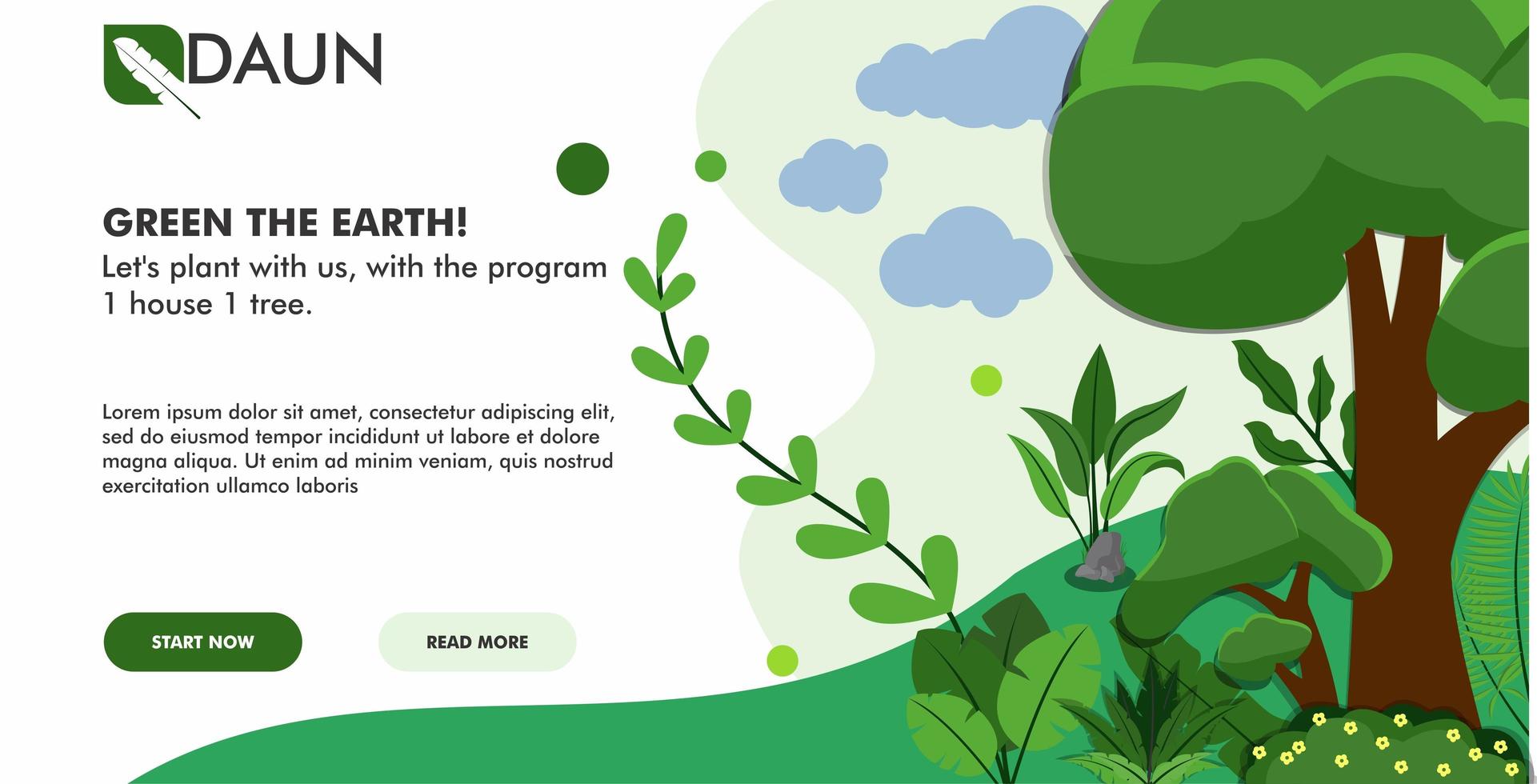 Green landscape landing page vector