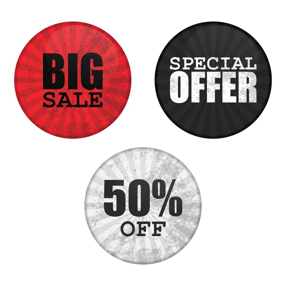 Sale button pin set  vector