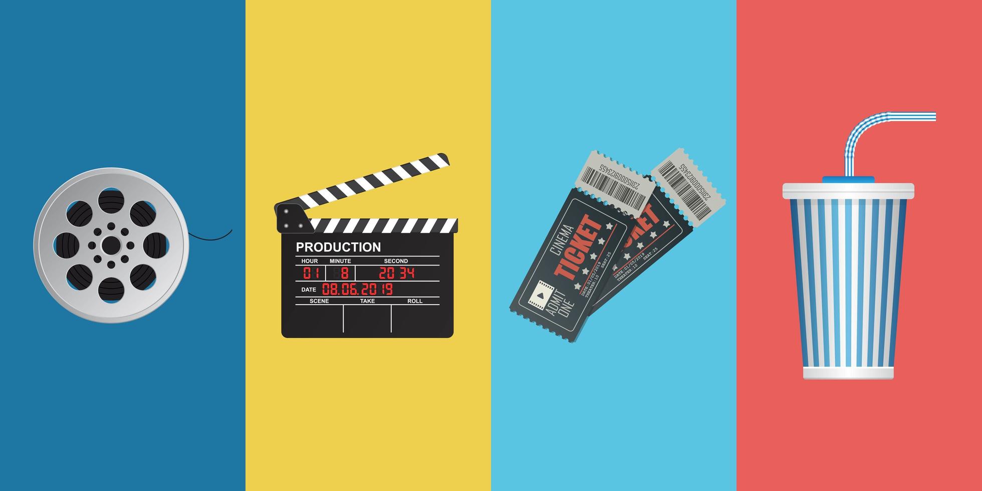 conjunto de objetos de cine vector