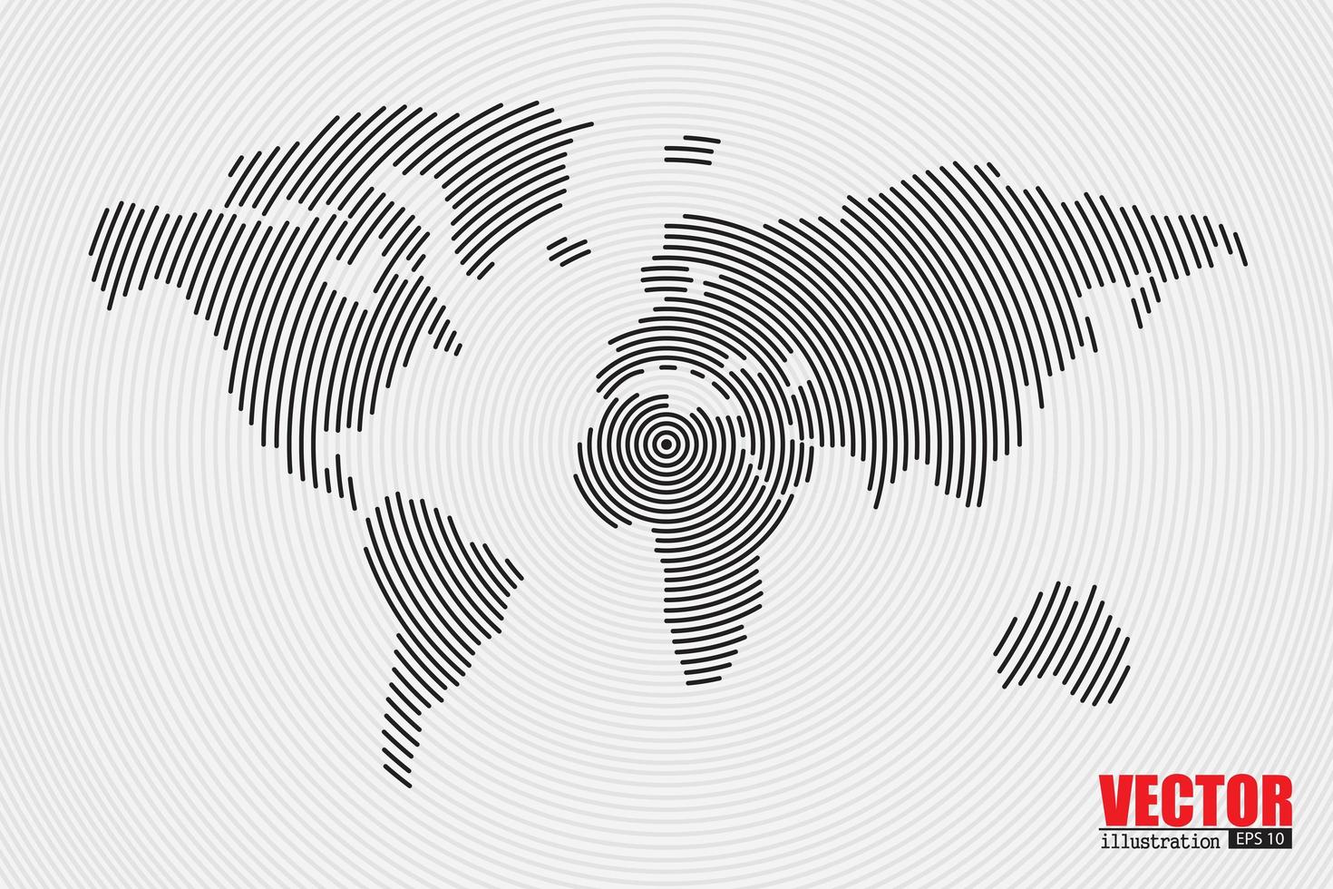 Abstract radial monochrome world map  vector