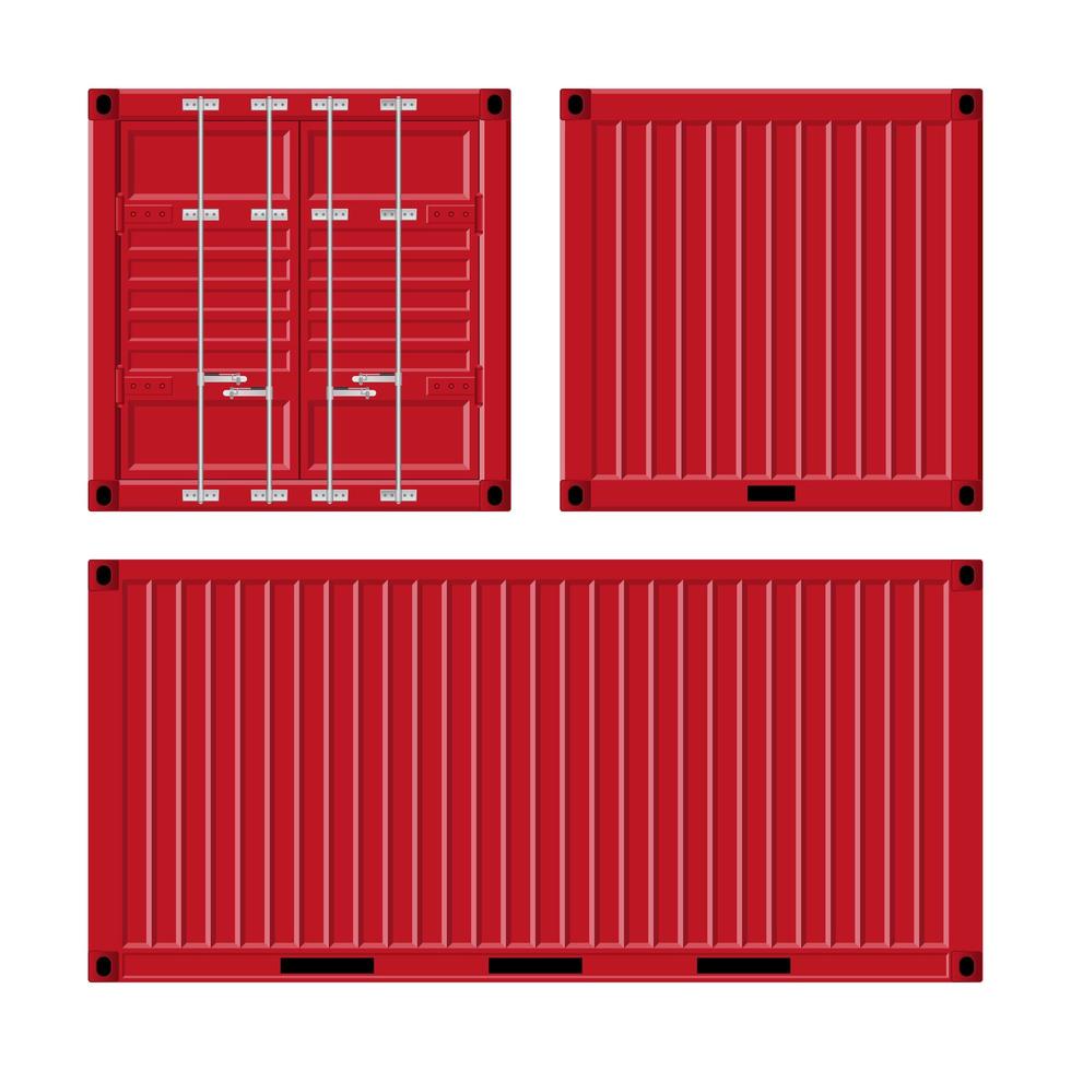 conjunto de contenedores de carga roja vector