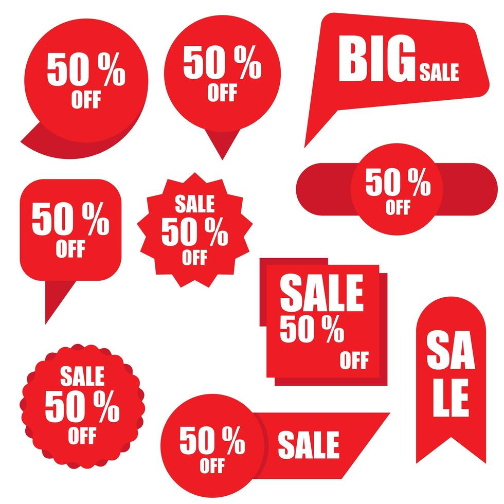 Discount red stickers set  vector