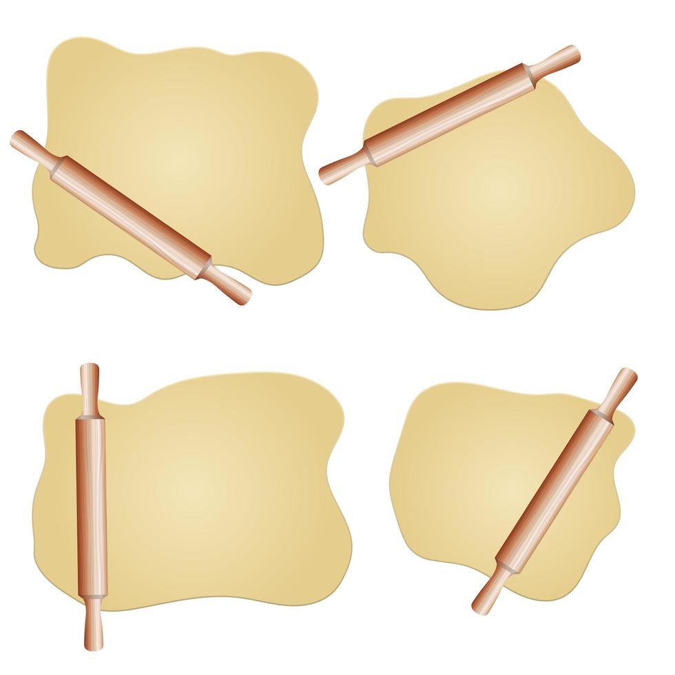 Dough and rolling pin set vector