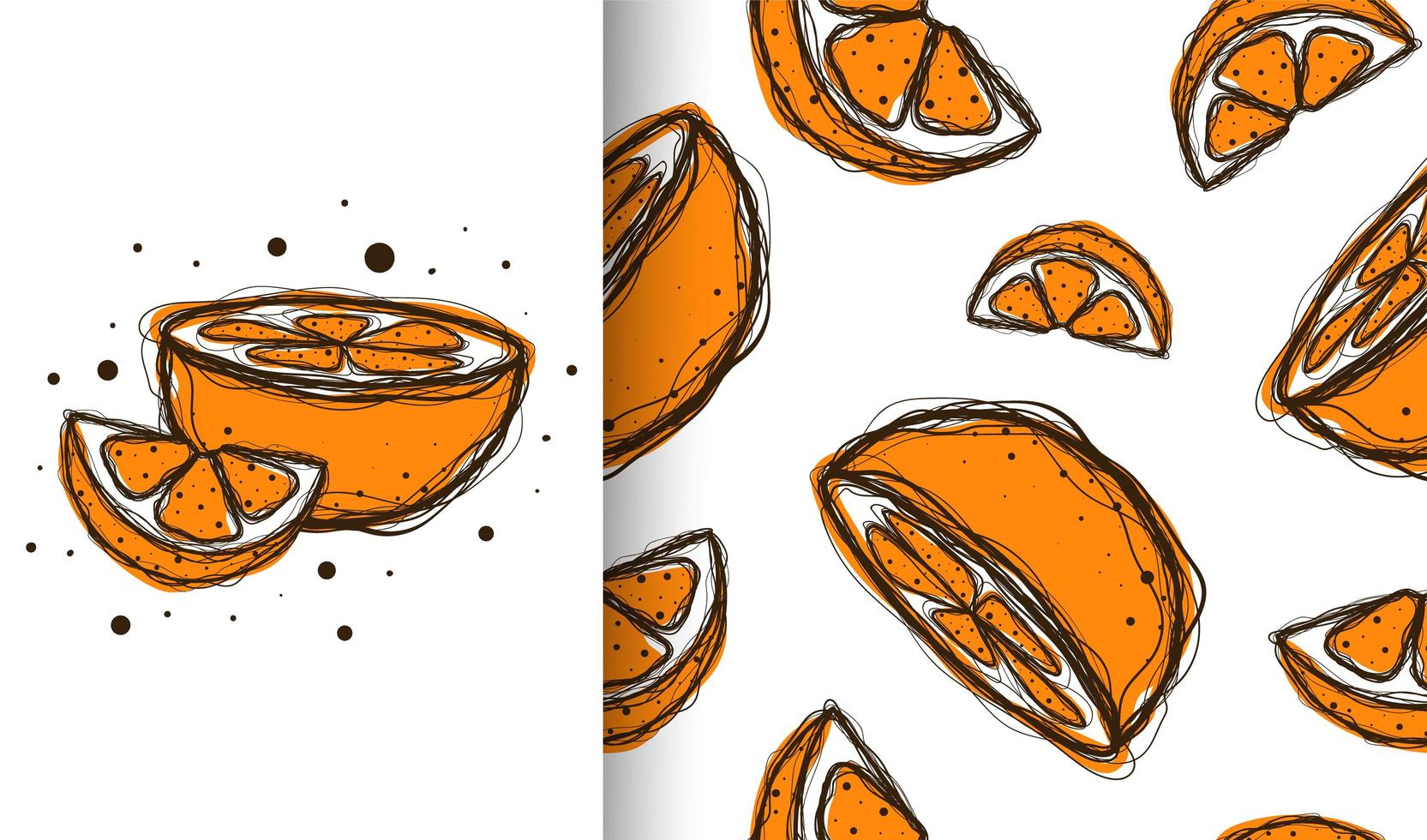 patrón sin costuras de naranjas de estilo boceto vector