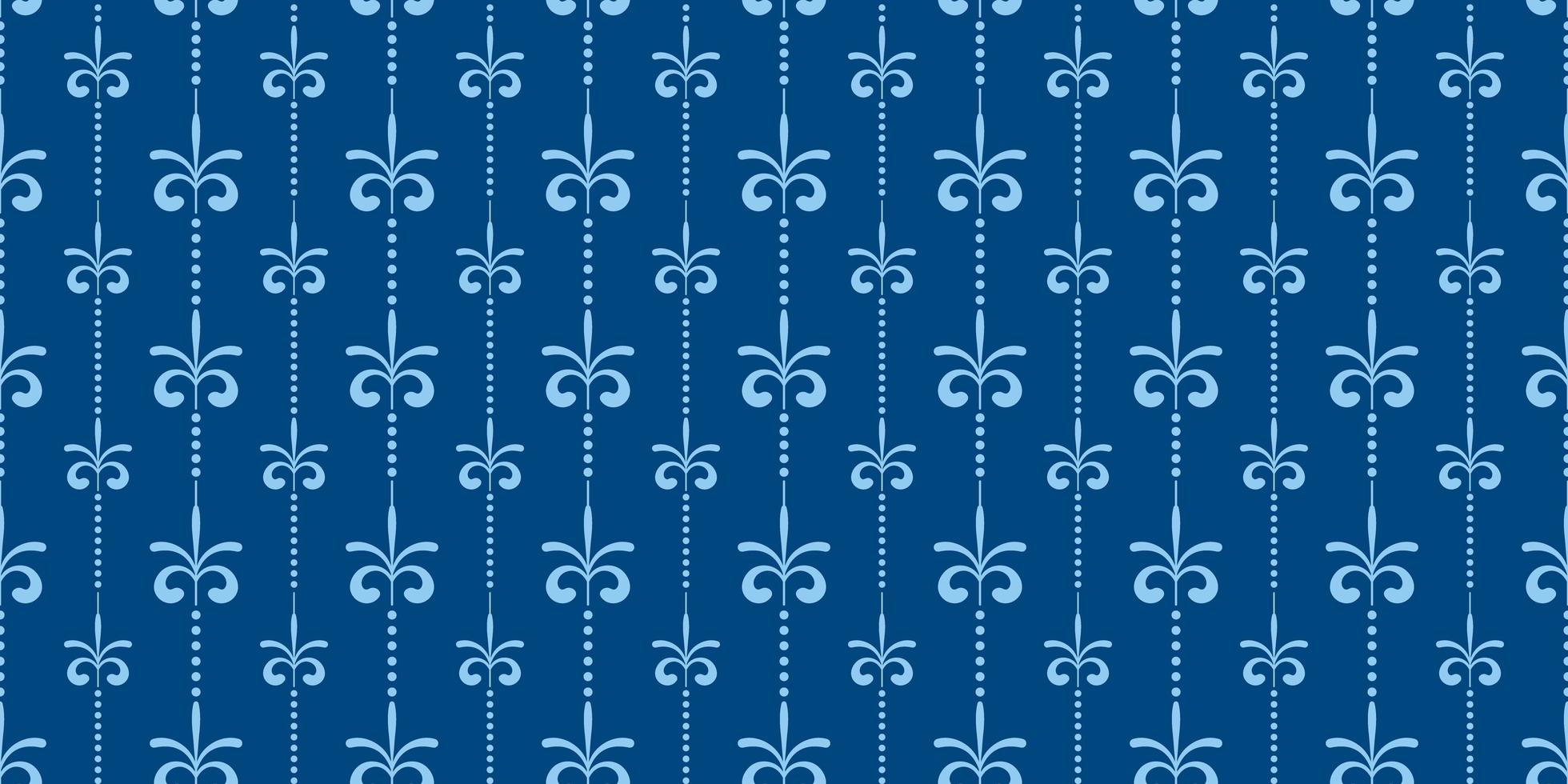 Vintage blue floral design seamless pattern vector