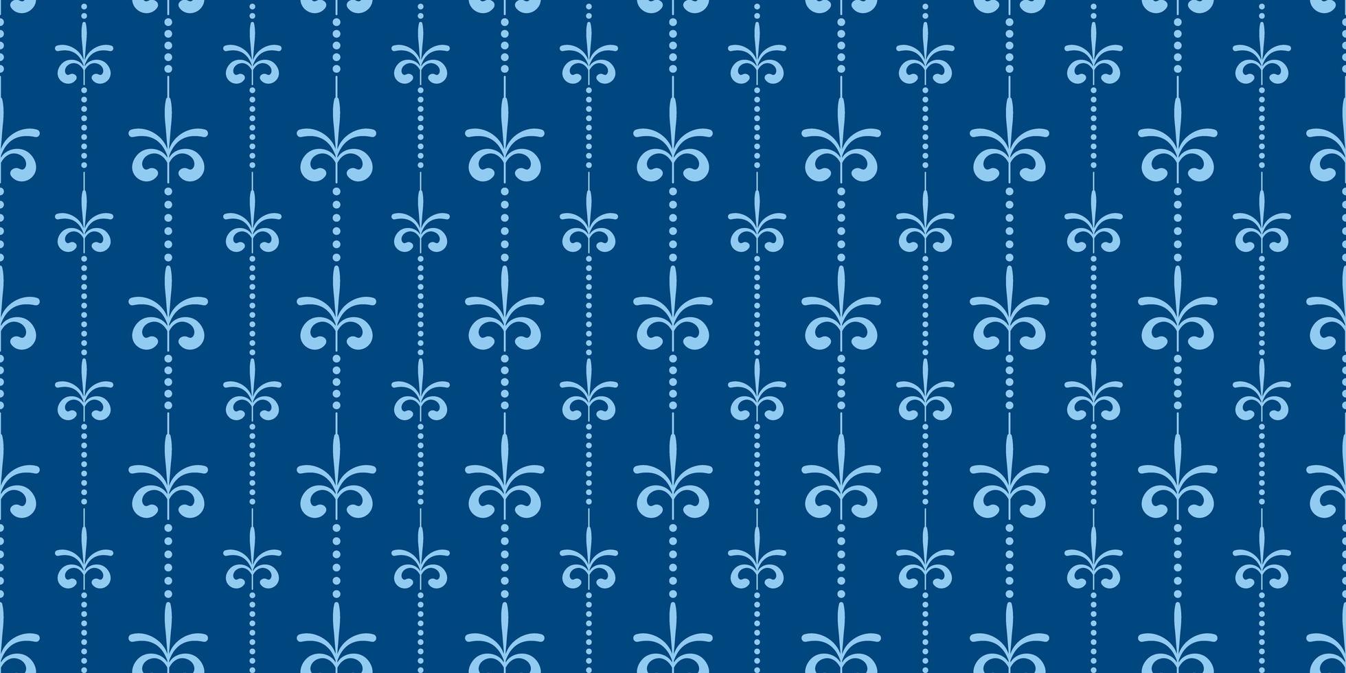 Vintage blue floral design seamless pattern vector