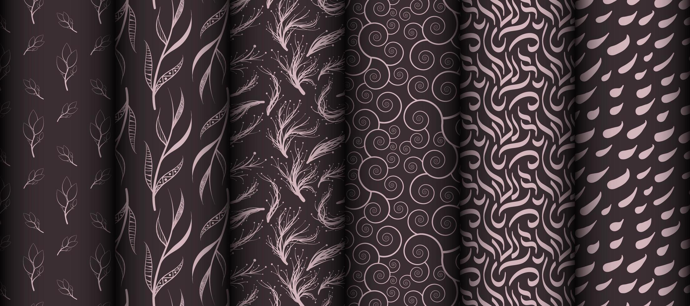 Set of seamless patterns of plants vector