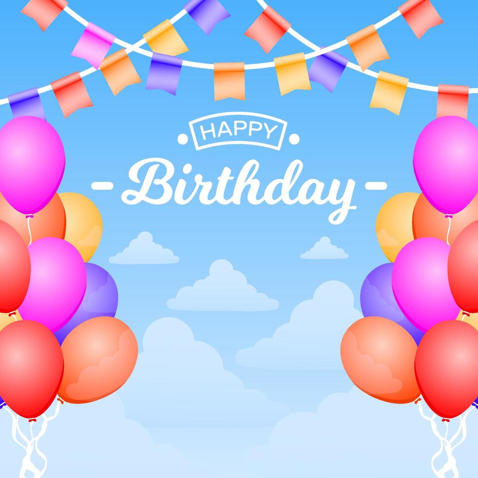 Happy Birthday card with balloons and flag bunting vector