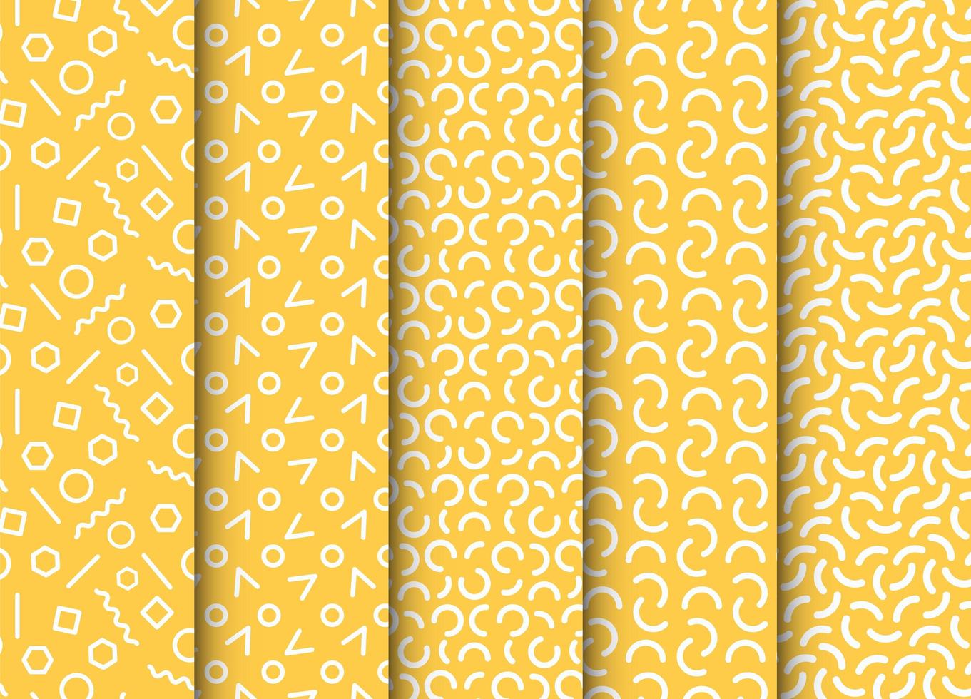 Set of seamless patterns in memphis style vector