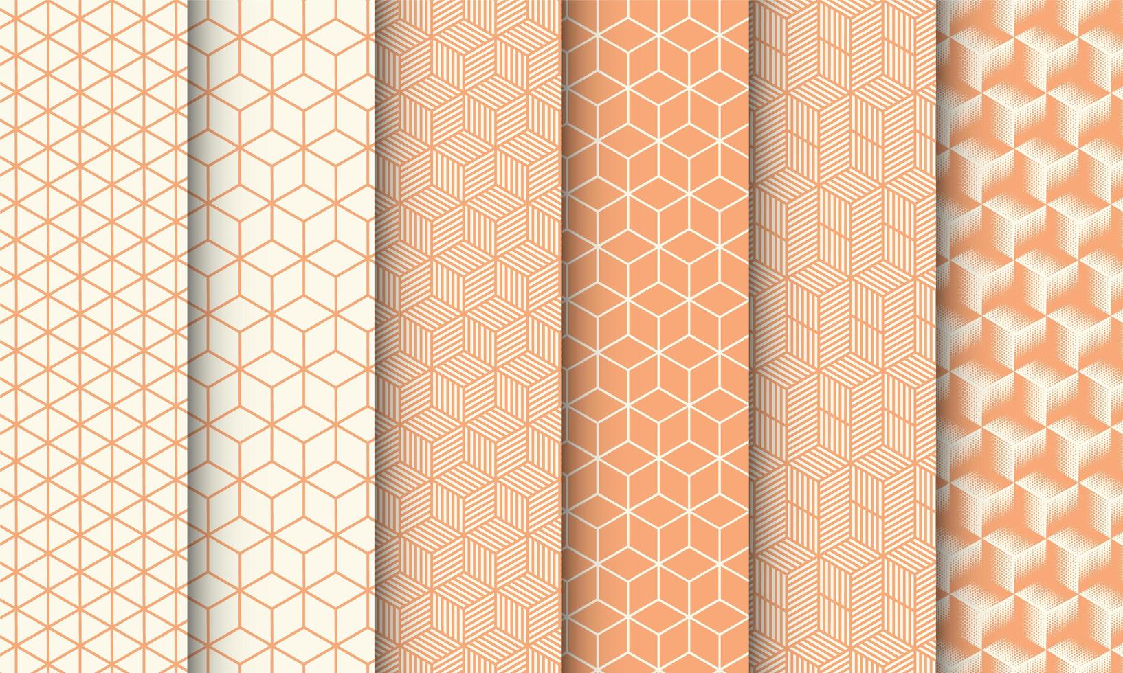 Orange cube seamless pattern set vector