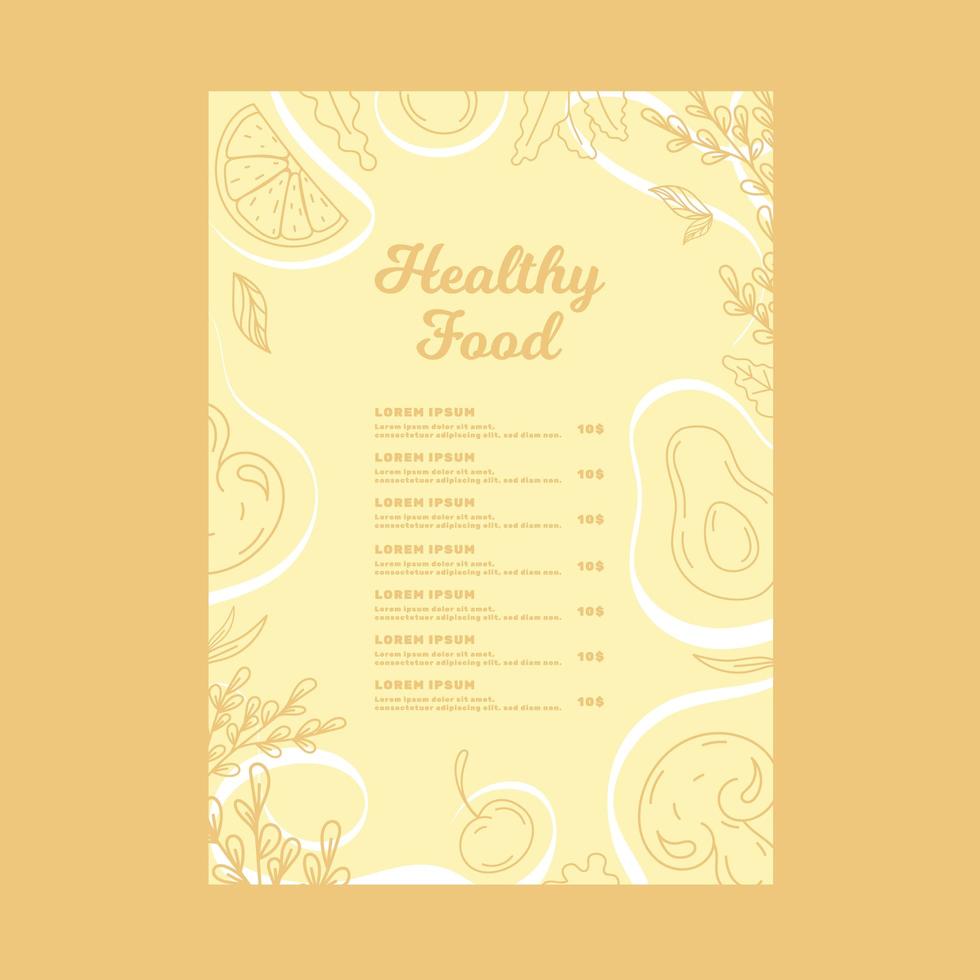 Healthy food themed menu vector