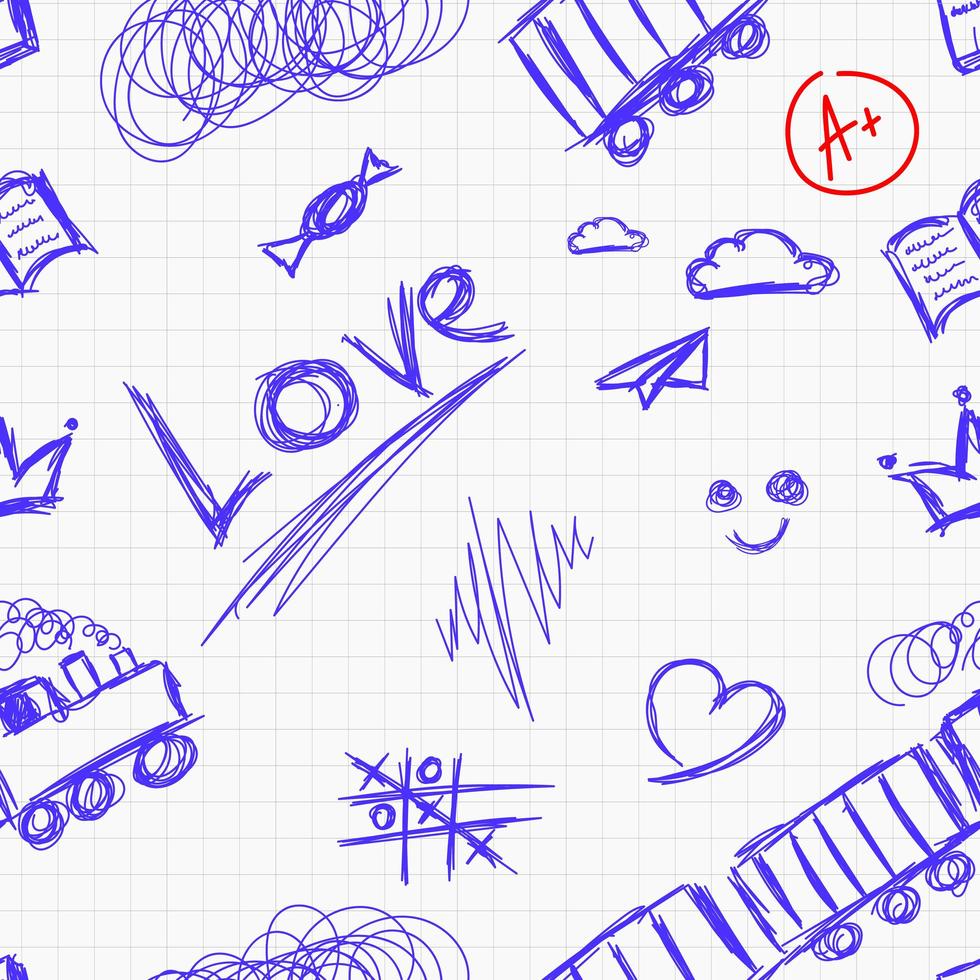 School notebook seamless pattern vector