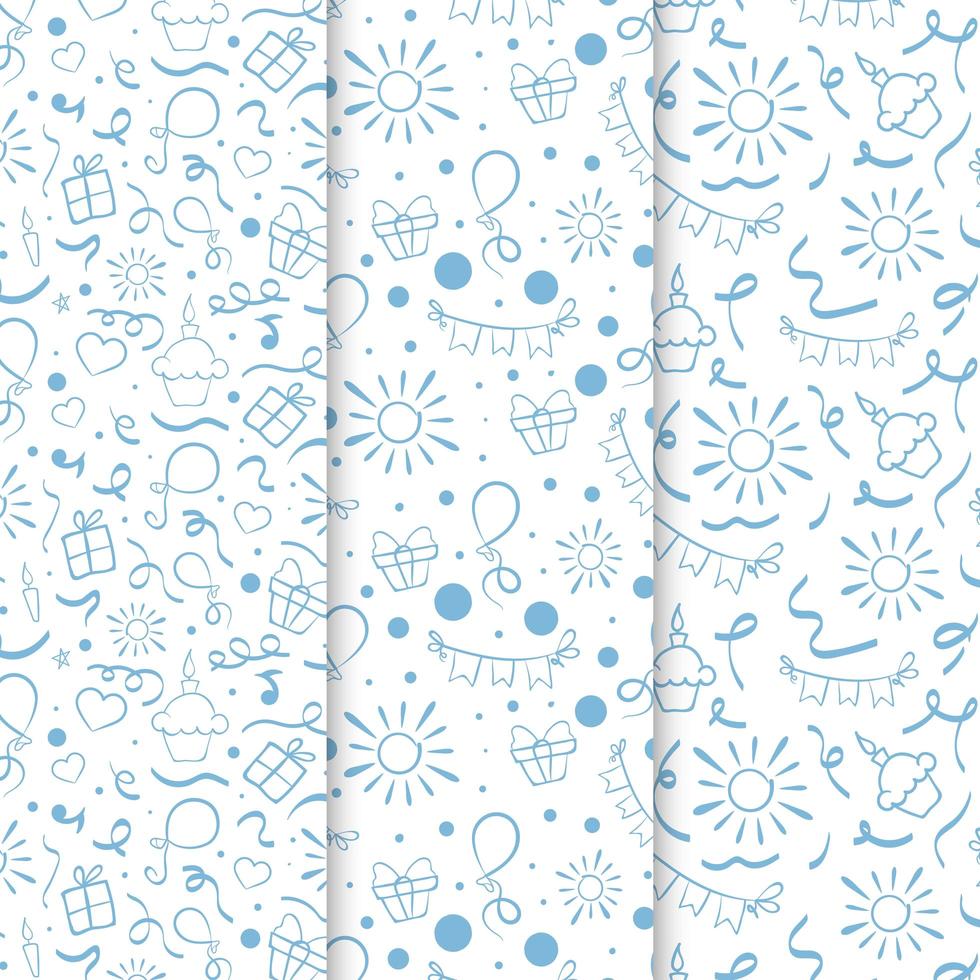 Set of seamless birthday patterns vector