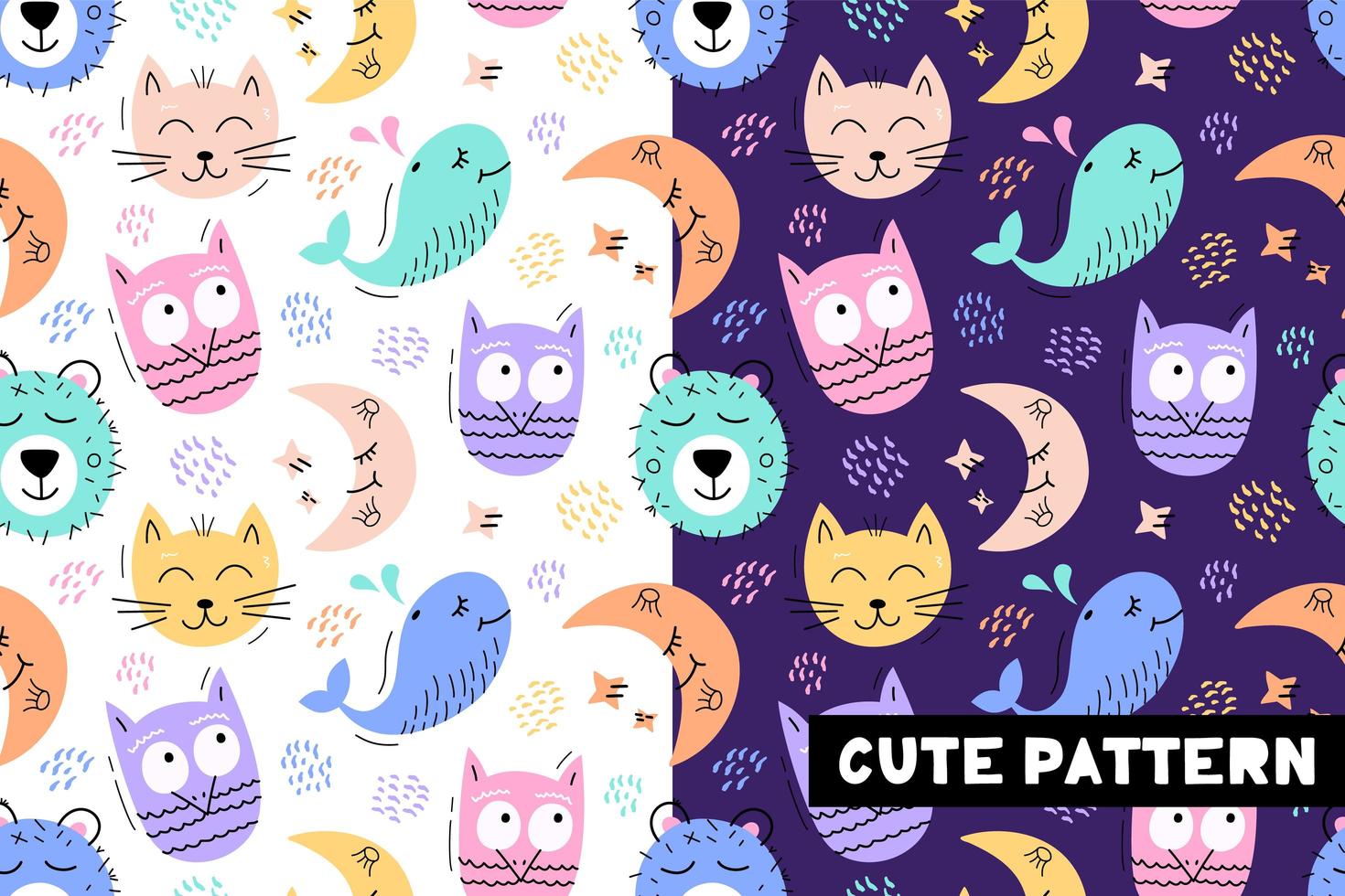 Seamless pattern with funny animal faces vector