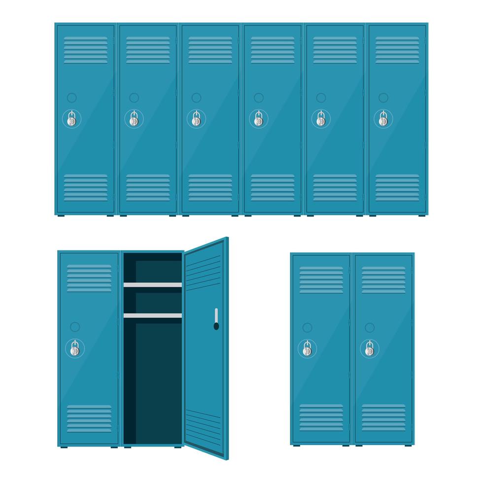 Metal school locker set vector