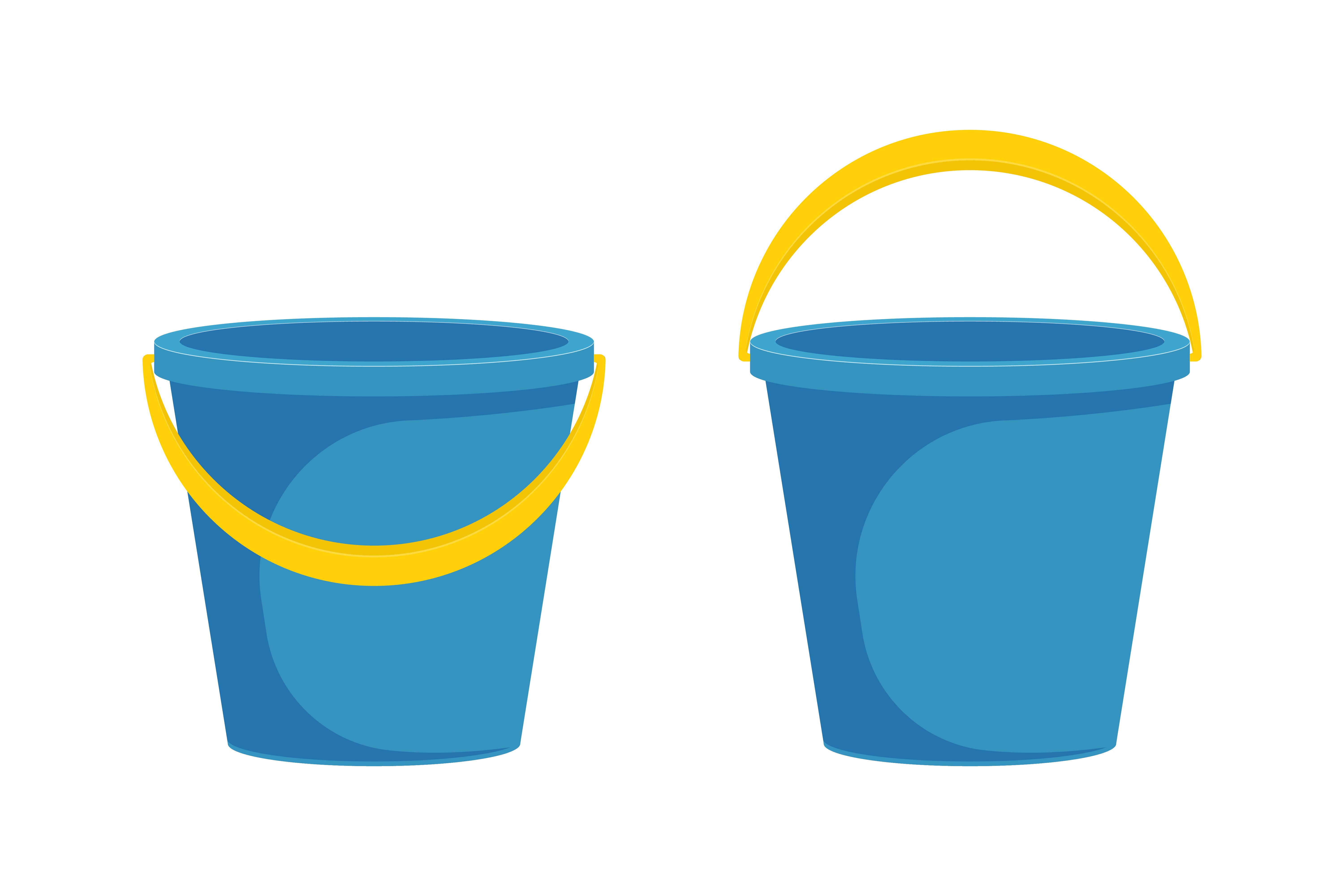 Blue flat bucket with handle set 1214247 Vector Art at Vecteezy