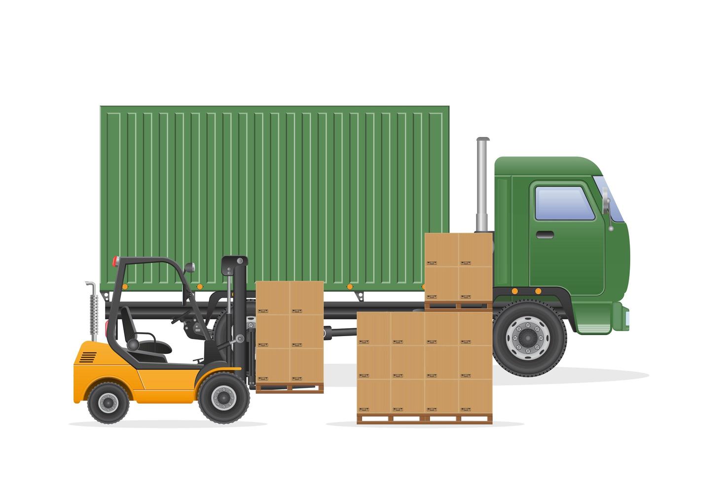 Green Cargo Truck Delivery With Forklift Download Free Vectors Clipart Graphics Vector Art