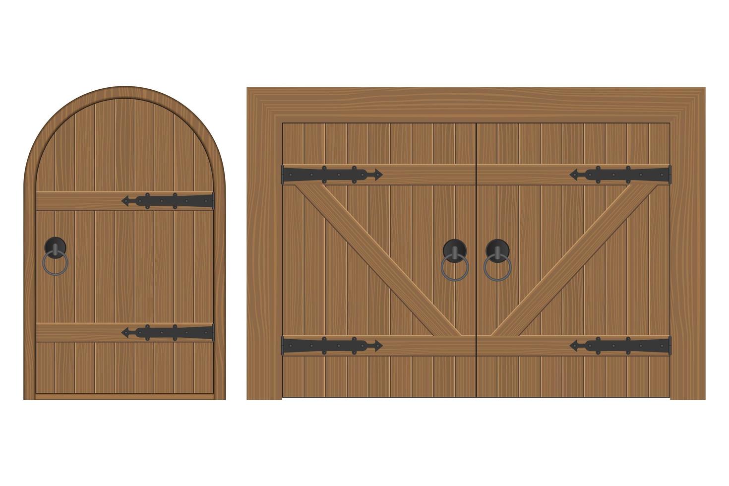 Old wooden door set vector