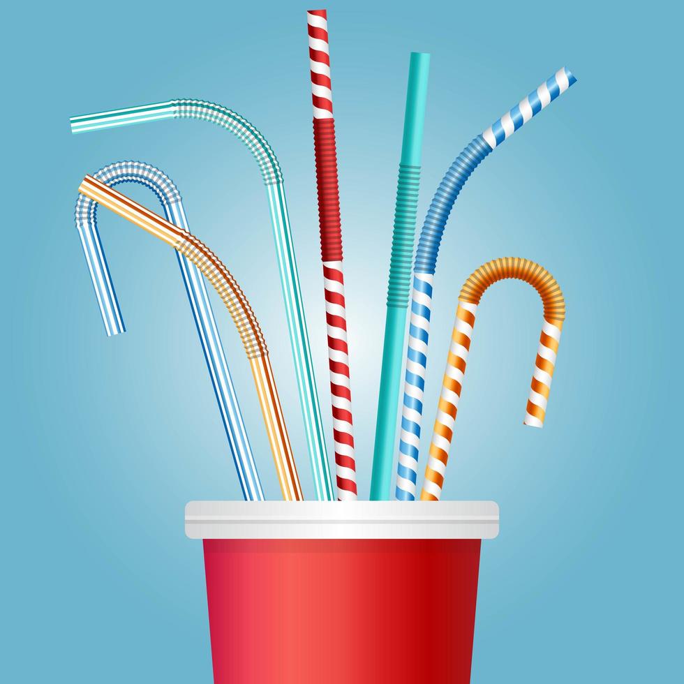 Drinking straws in a cup vector