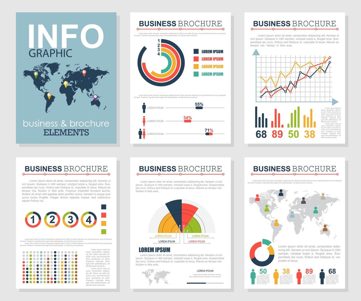 Brochure set with infographic elements vector