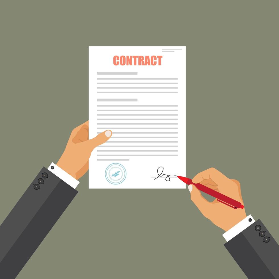 Business man signing contract vector