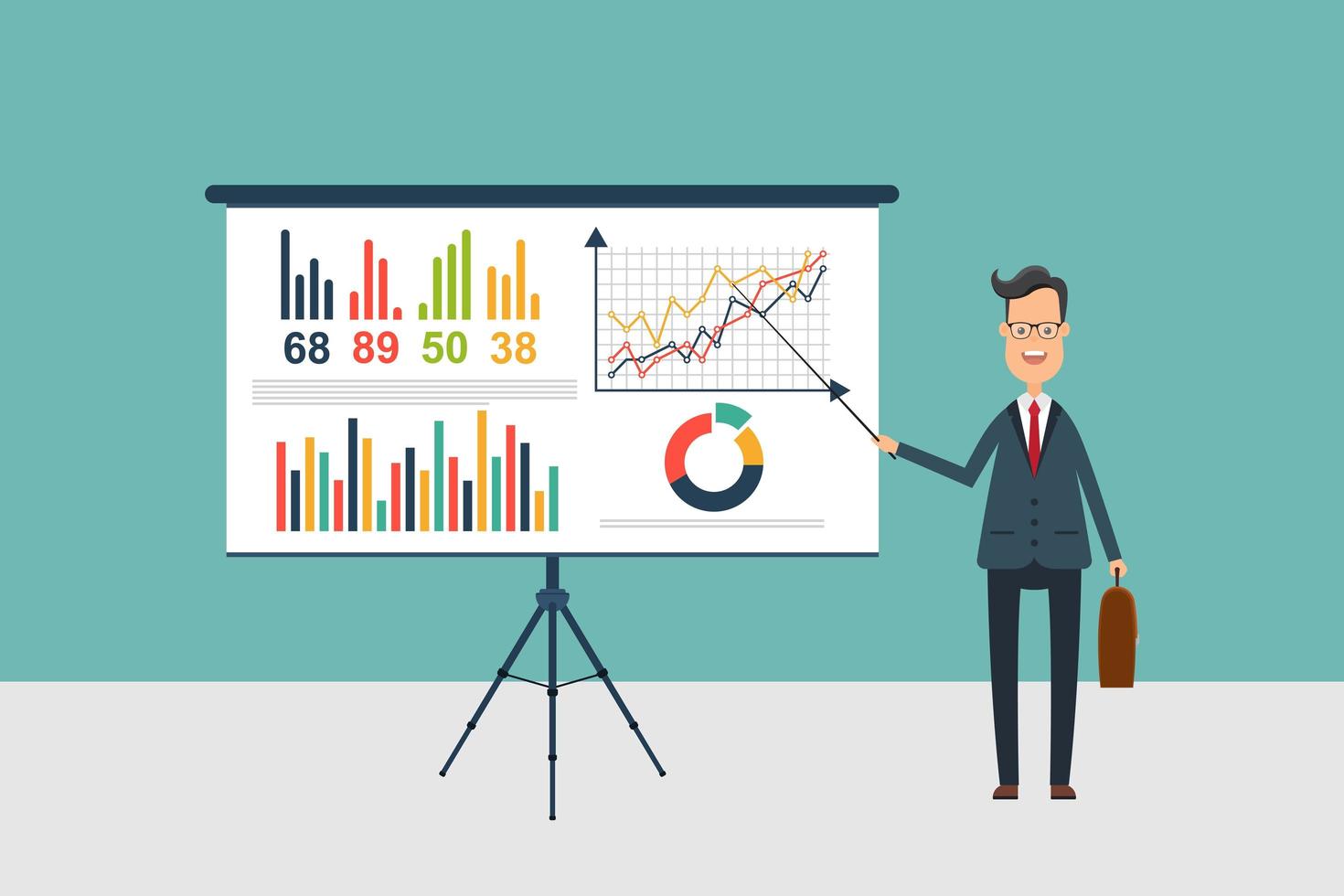 Business man making presentation vector