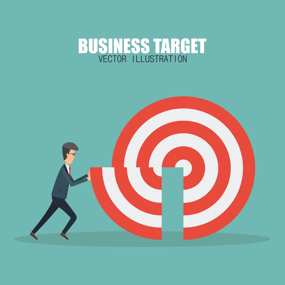 Business man pushing missing target piece vector