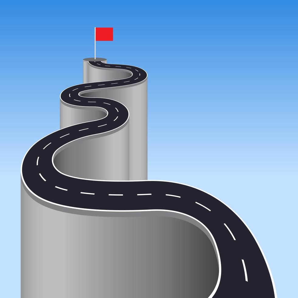 Winding Road to Success with Red Flag vector