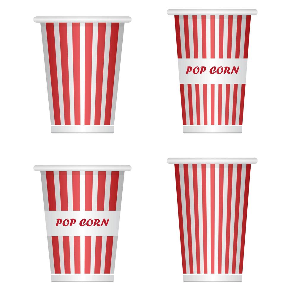 Empty Popcorn Buckets on White vector