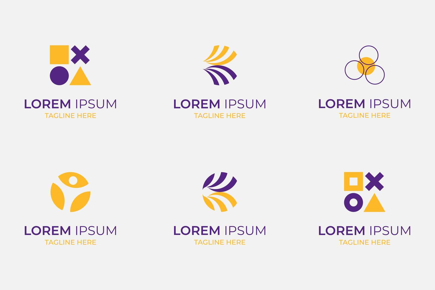 conjunto de logotipo empresarial abstracto púrpura y naranja vector