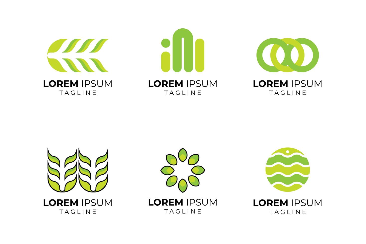 Green abstract shape business logo set vector