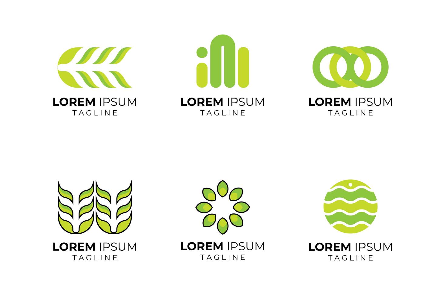 Green abstract shape business logo set vector