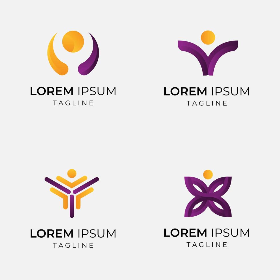 Abstract person business logo set vector