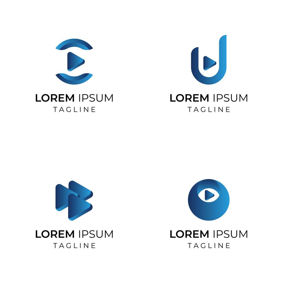 Blue gradient arrow business logo set vector