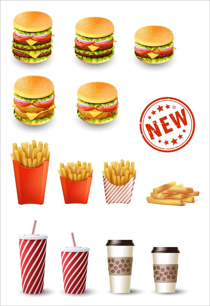 Fast food set vector