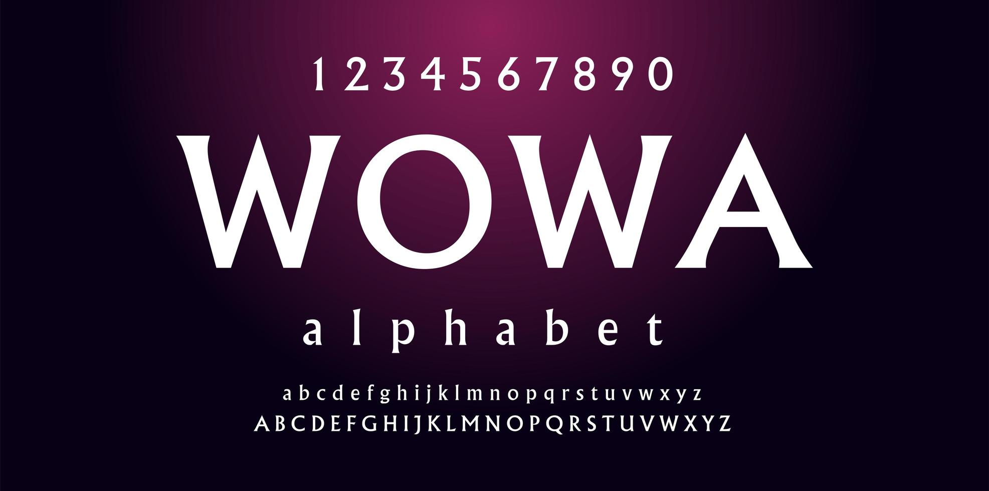 White Slight Serif Font vector