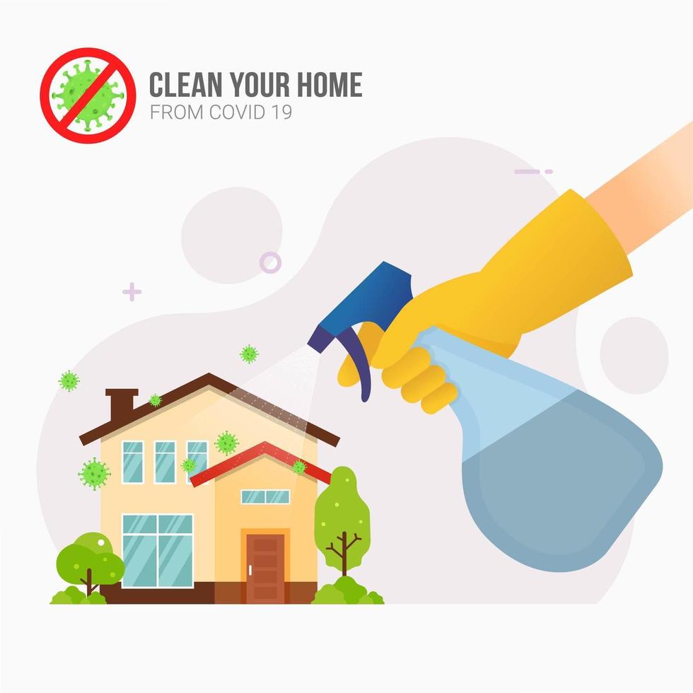 Spraying disinfectant around home for prevention vector